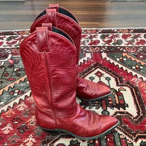Code West Red Leather Cowboy Boots